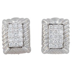 Judith Ripka vintage diamond 18k gold clip on earrings