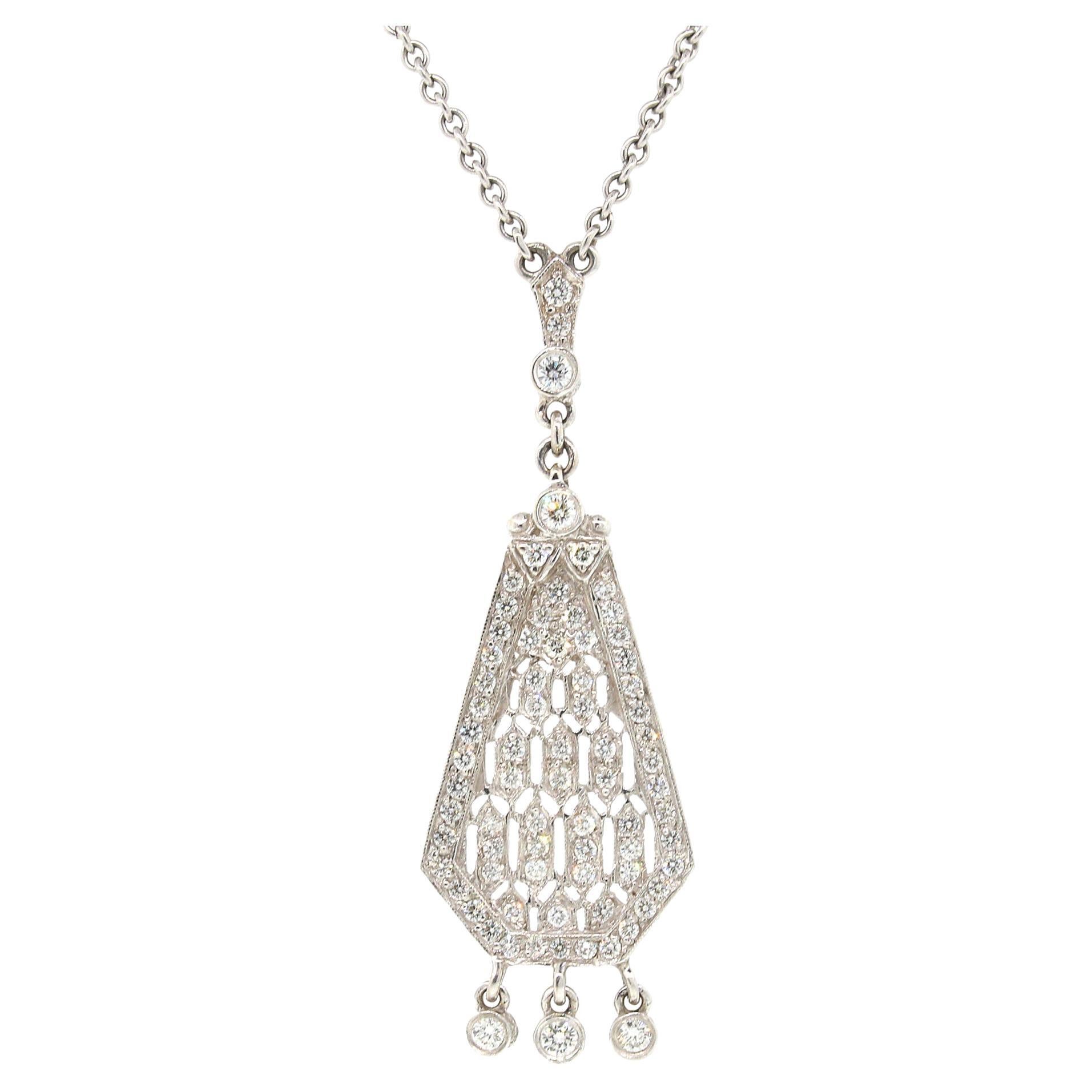 Judith Ripka, collier pendentif vintage en diamants