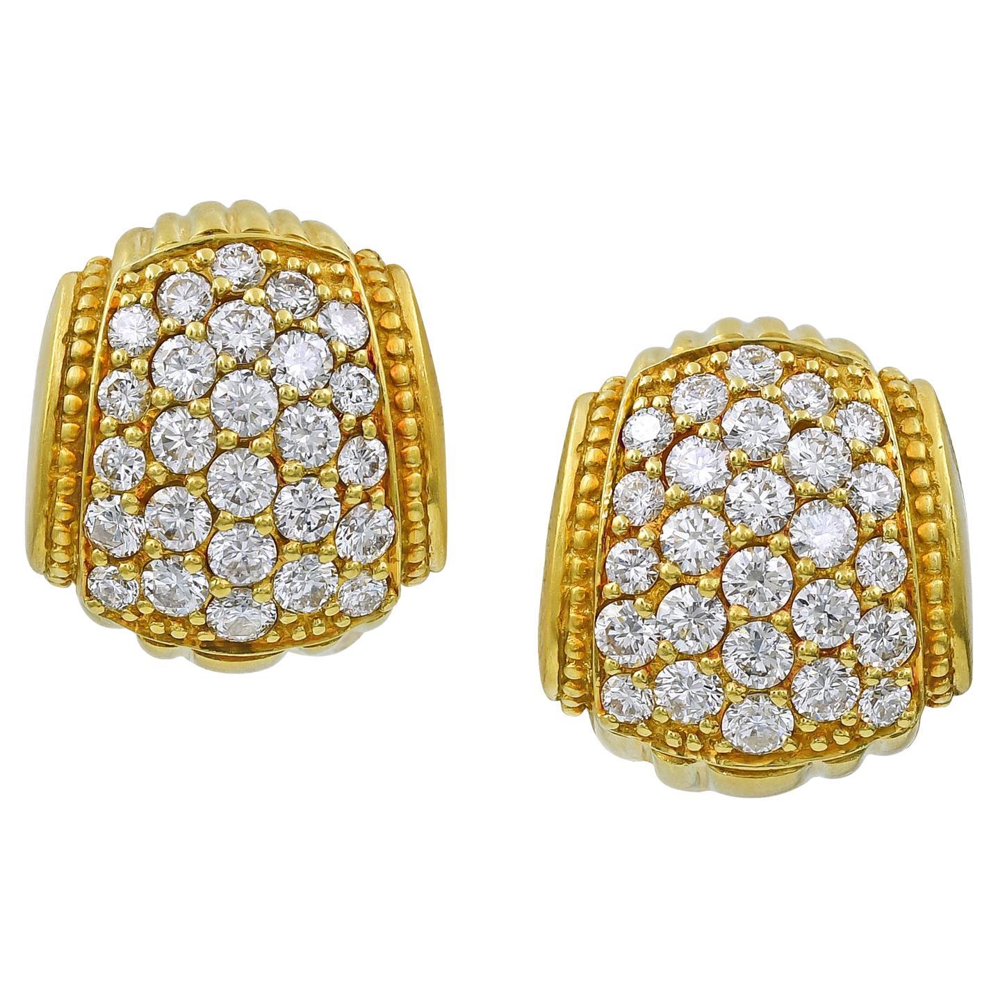 Judith Ripka Vintage Mid-Century Revival Diamond Button Earrings For Sale