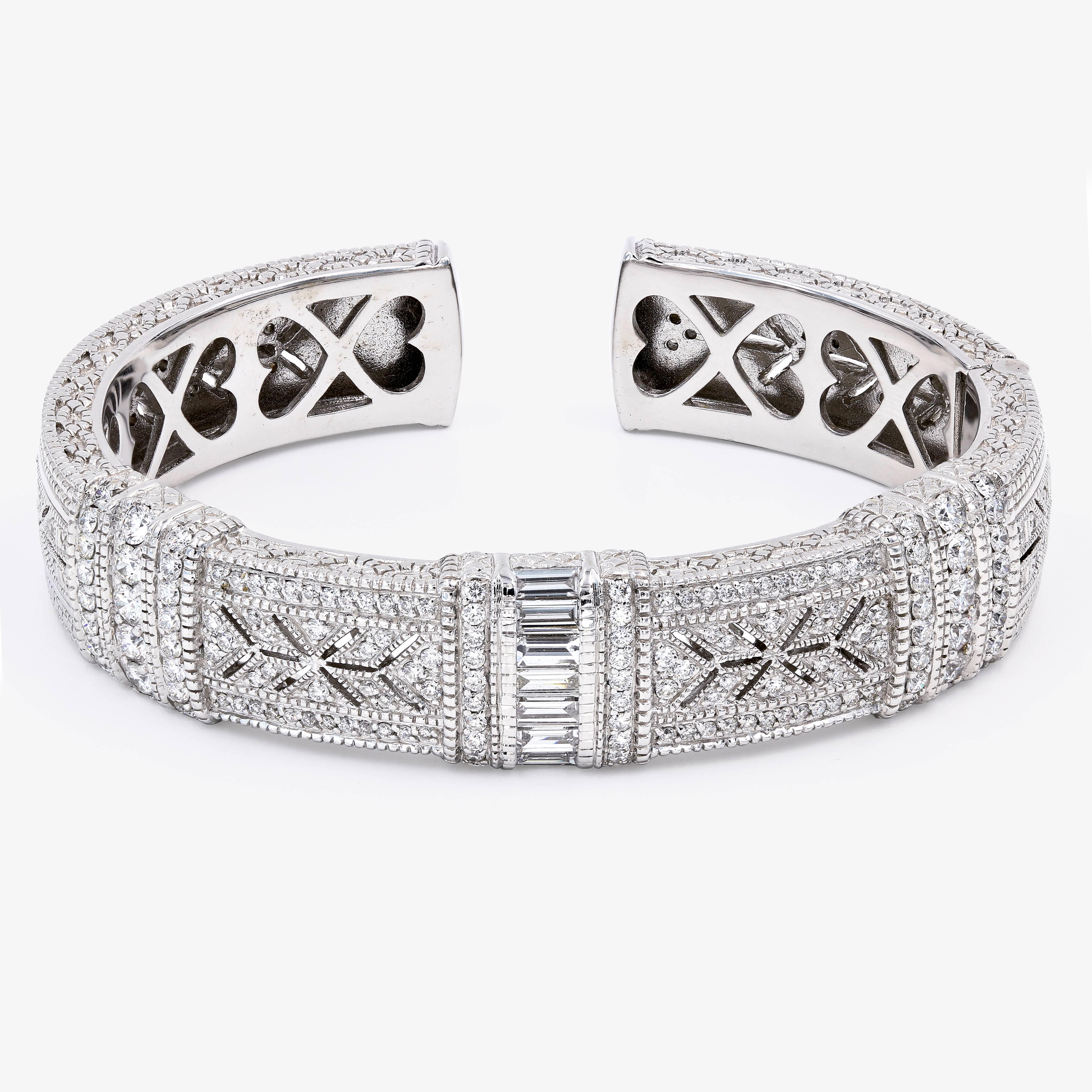 Judith Ripka Wide Diamond Cuff Bracelet 18 Karat White Gold At 1stdibs
