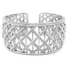 Judith Ripka Wide Silver Cuff Bracelet