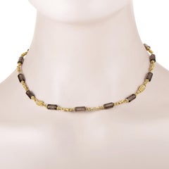Judith Ripka Women's 18 Karat Gold Diamond and Smoky Quartz Choker Necklace