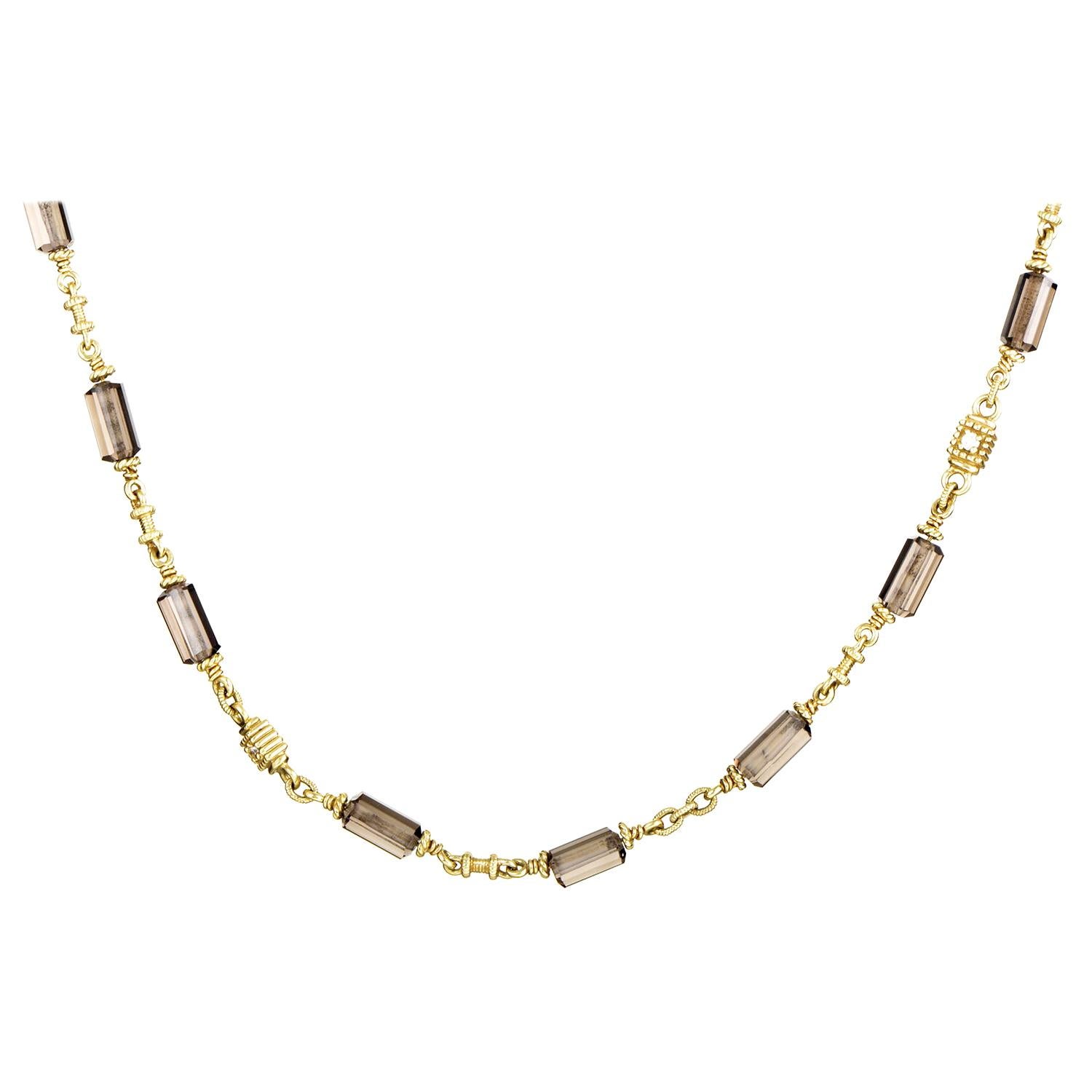 Judith Ripka Women's 18 Karat Gold Diamond and Smoky Quartz Choker Necklace