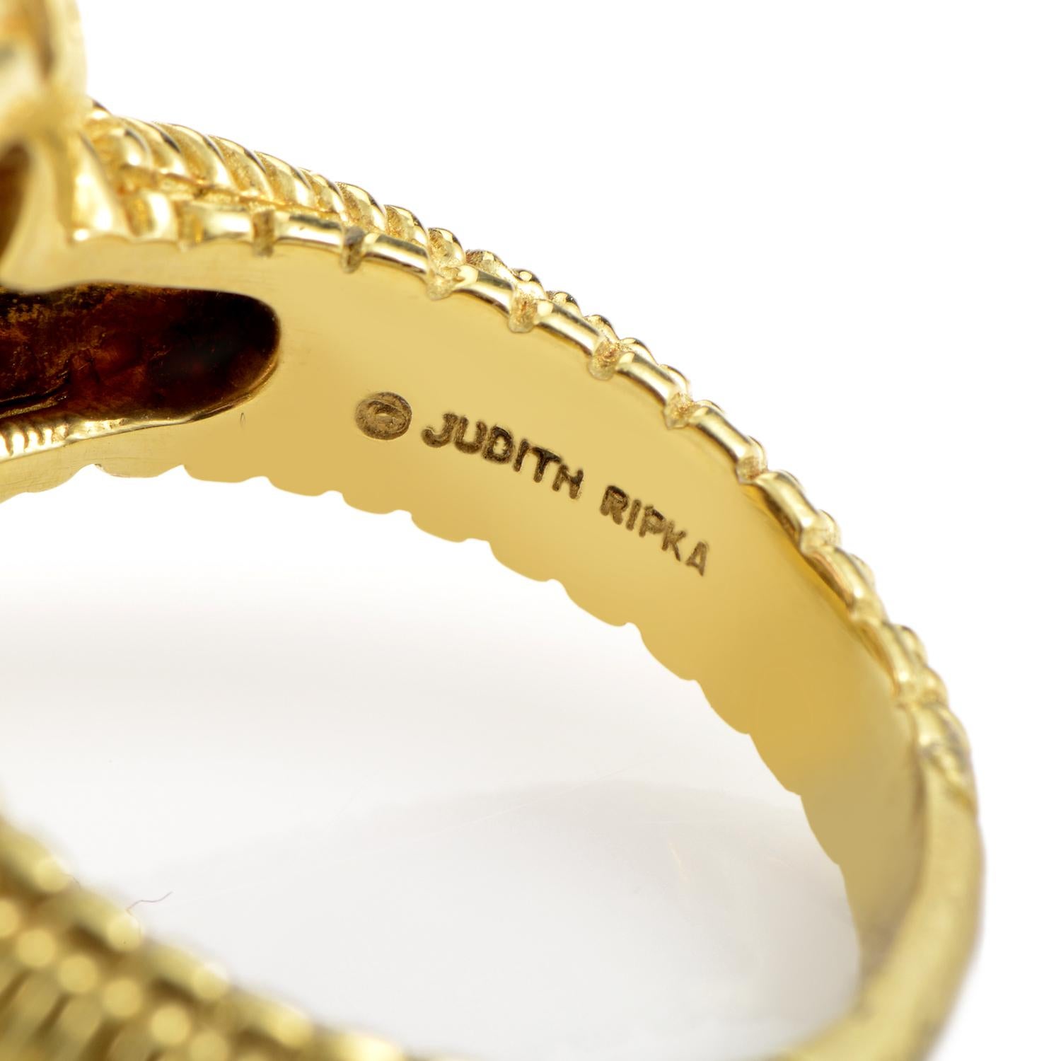 Women's Judith Ripka Yellow Gold Diamond and Smokey Topaz Ring