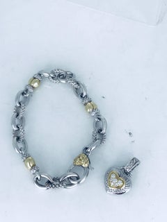 Judith Ripka, 2006 Year, 18 Karat Diamond Heart Bracelet and Removable Pendant