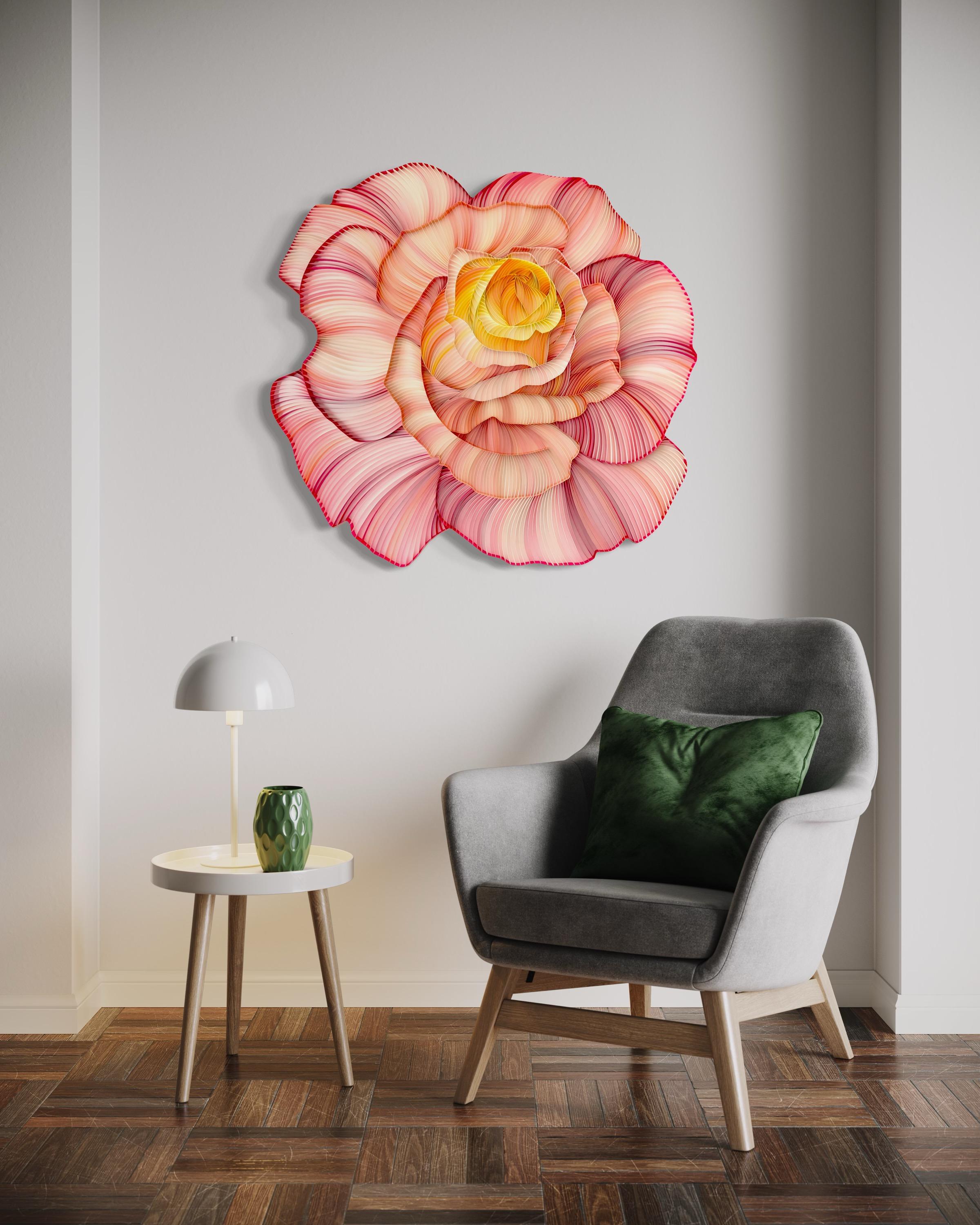 A ROSE IS A ROSE IS A ROSE - Paper Rose Wall Sculpture For Sale 1