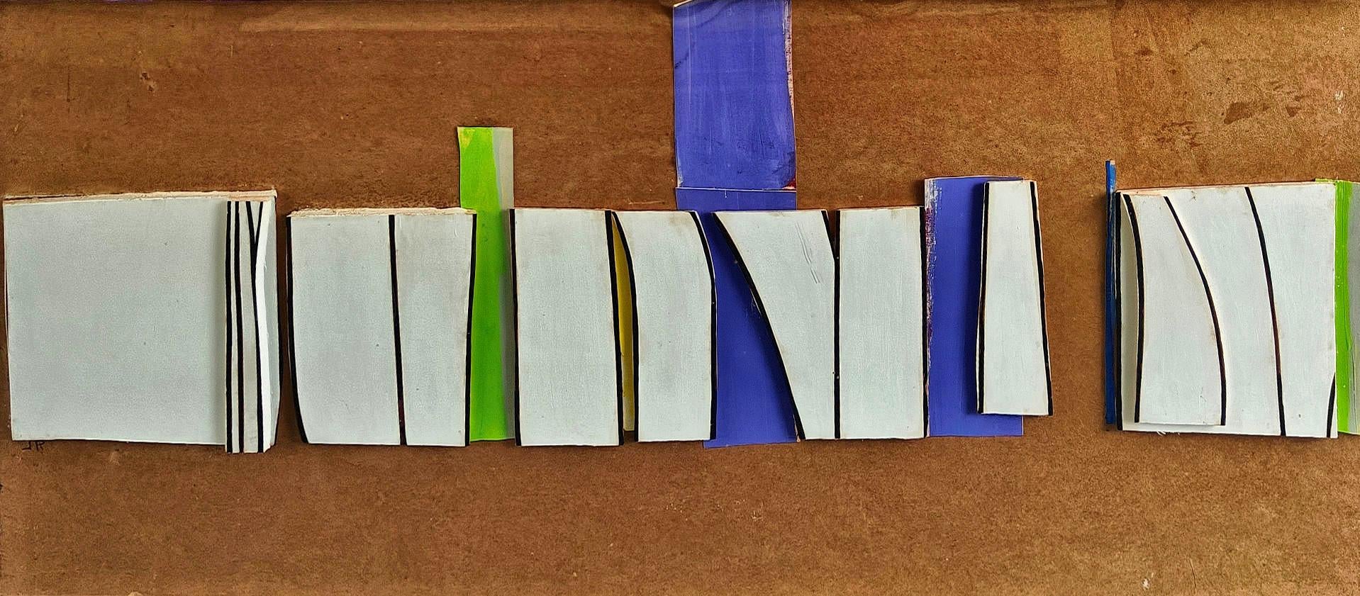 "Untitled" Judith Rothschild, Abstract Relief, White, Purple, Green, Geometric - Mixed Media Art by Judith Rothschild 