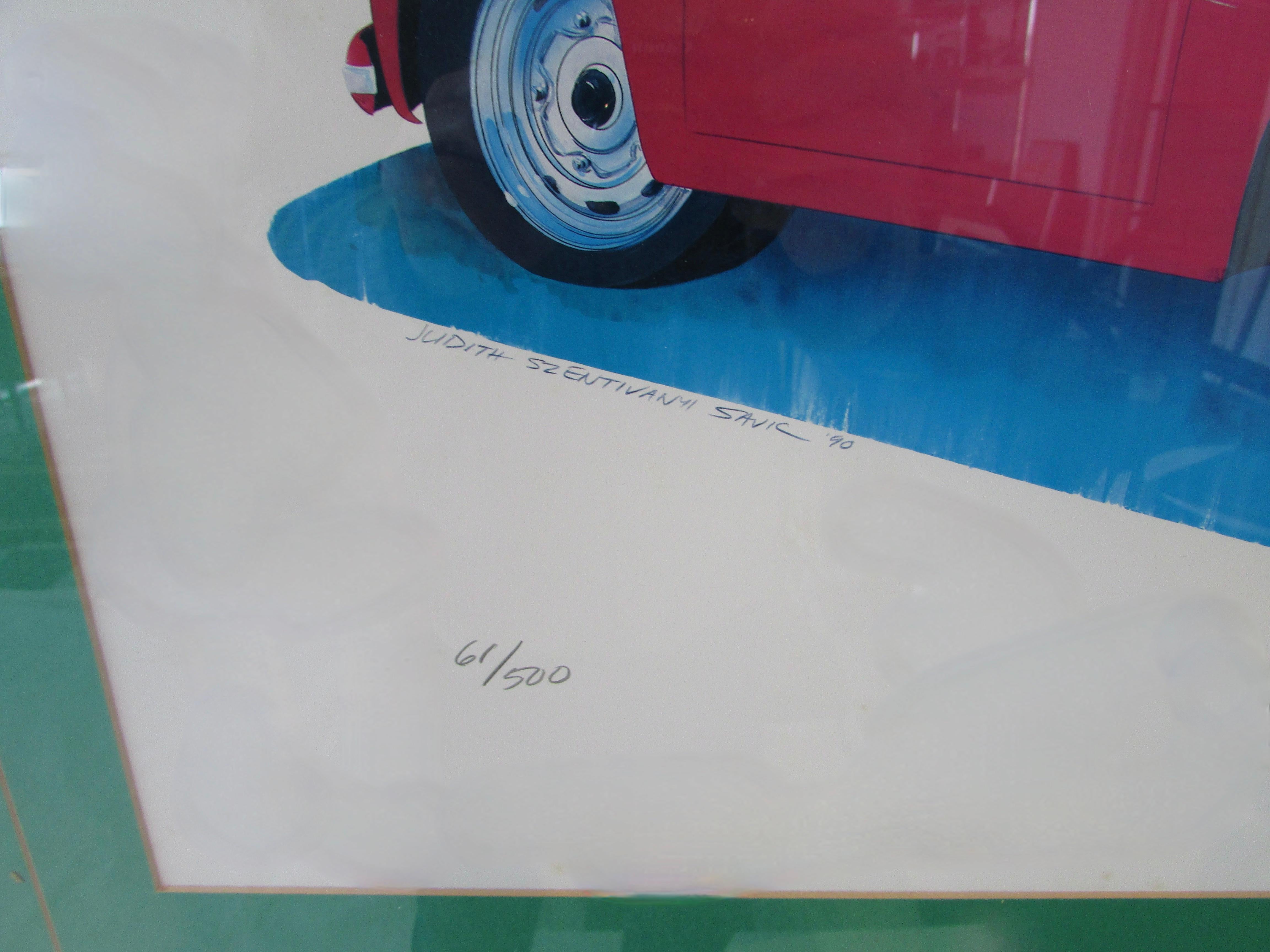 Late 20th Century Judith Savic Porsche Dream Machine print 61/500 dated 1990 For Sale