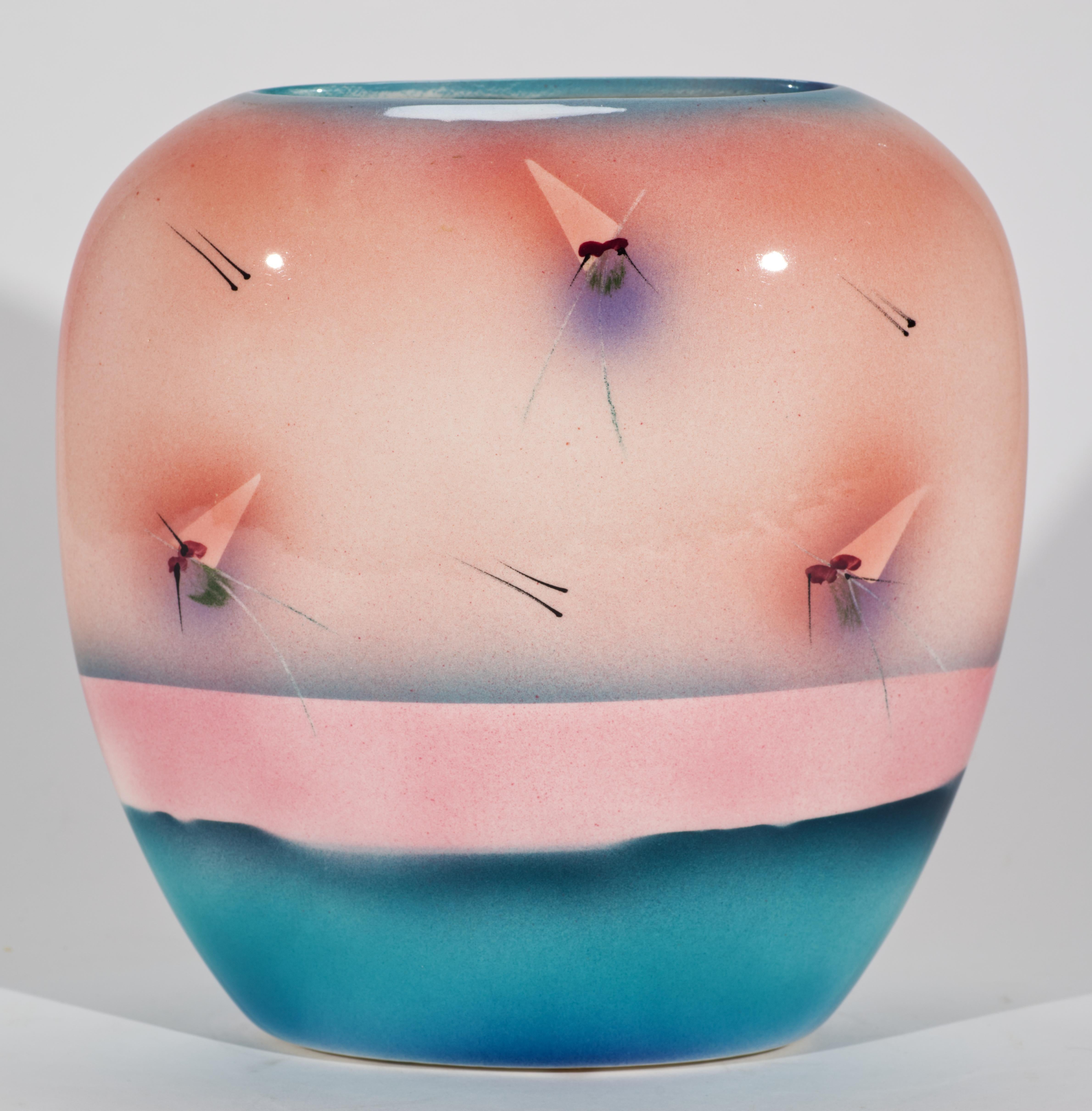 Glazed Judith Stiles Postmodern Vase, New York Art Studio Pottery, 1980s For Sale