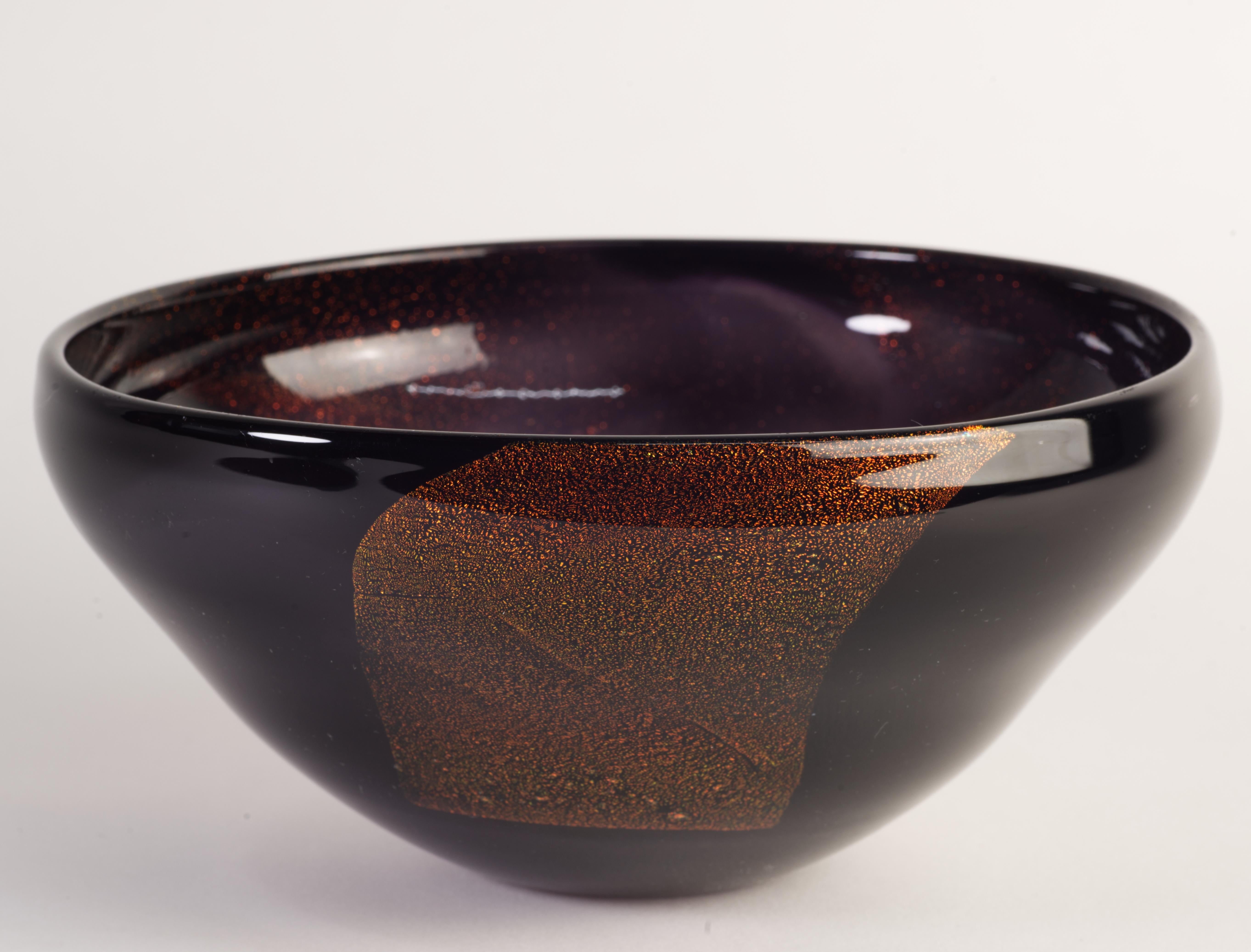 Organic Modern Judith Via Wolff Bowl, Sommerso with Gold Inclusions, New York Art Glass