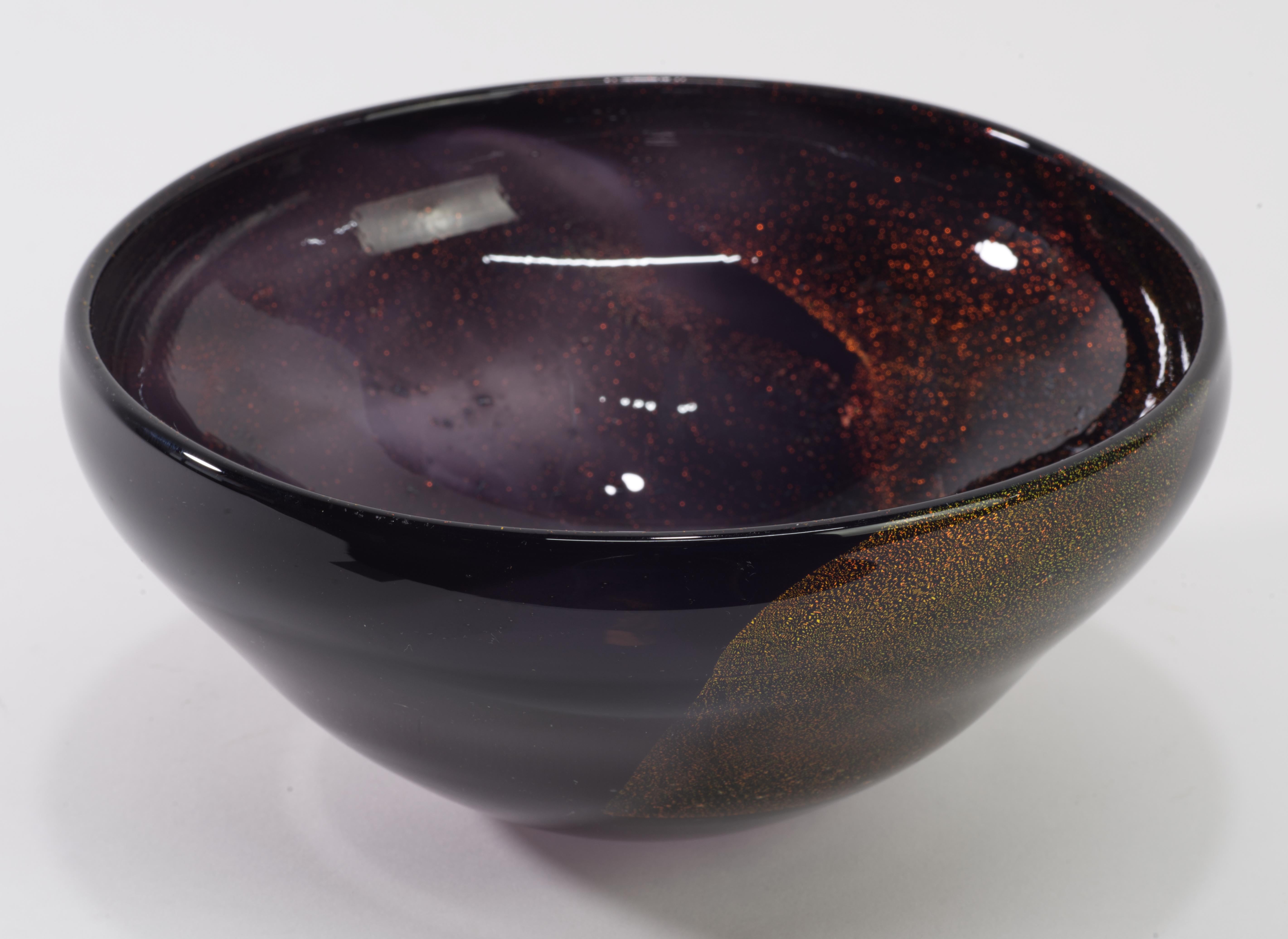 20th Century Judith Via Wolff Bowl, Sommerso with Gold Inclusions, New York Art Glass