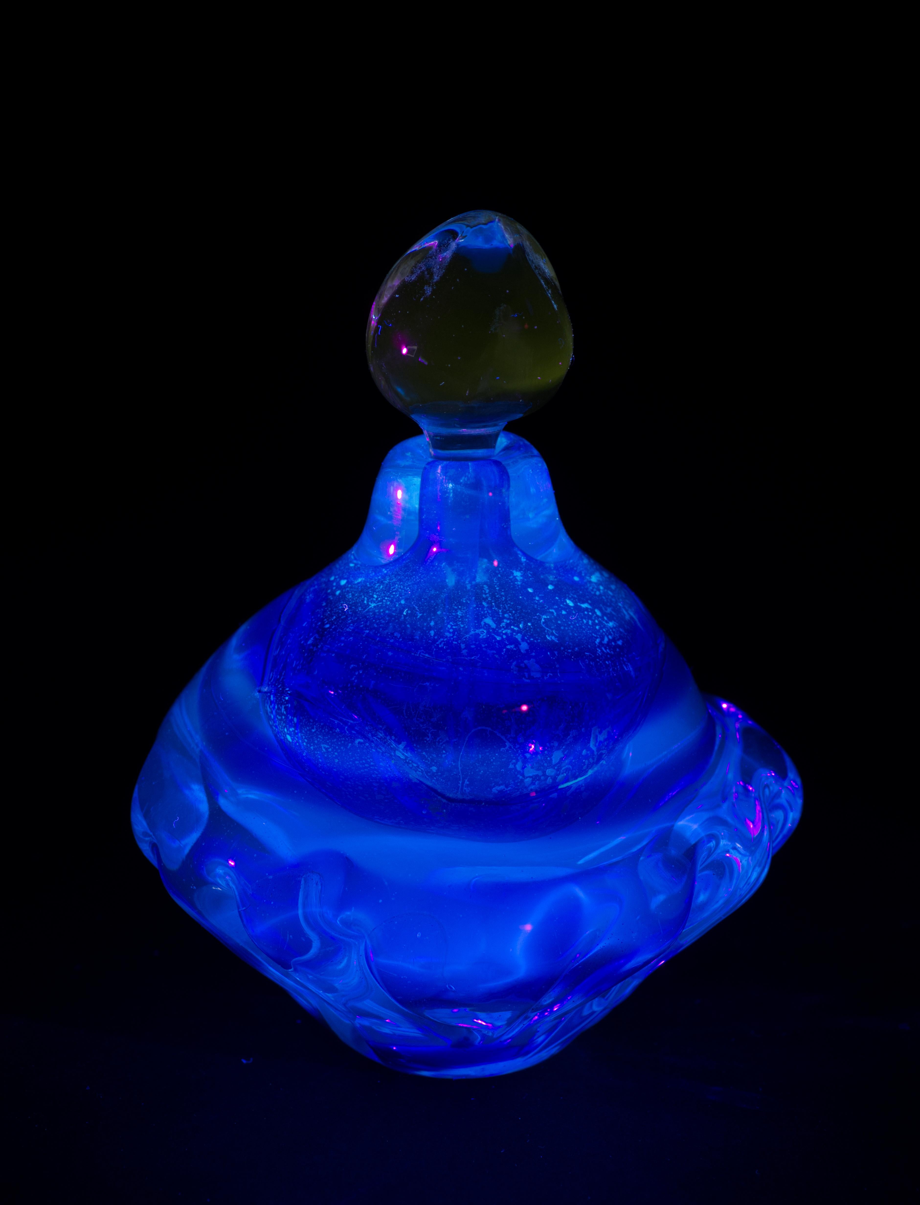 Bottiglia Sommerso con tappo di Judith Via Wolff, Studio Art Glass di New York 1985 in vendita 1