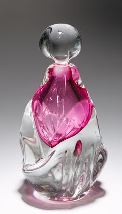 Judith Via Wolff Sommerso Pink Perfume Bottle, New York Studio Art Glass 1985