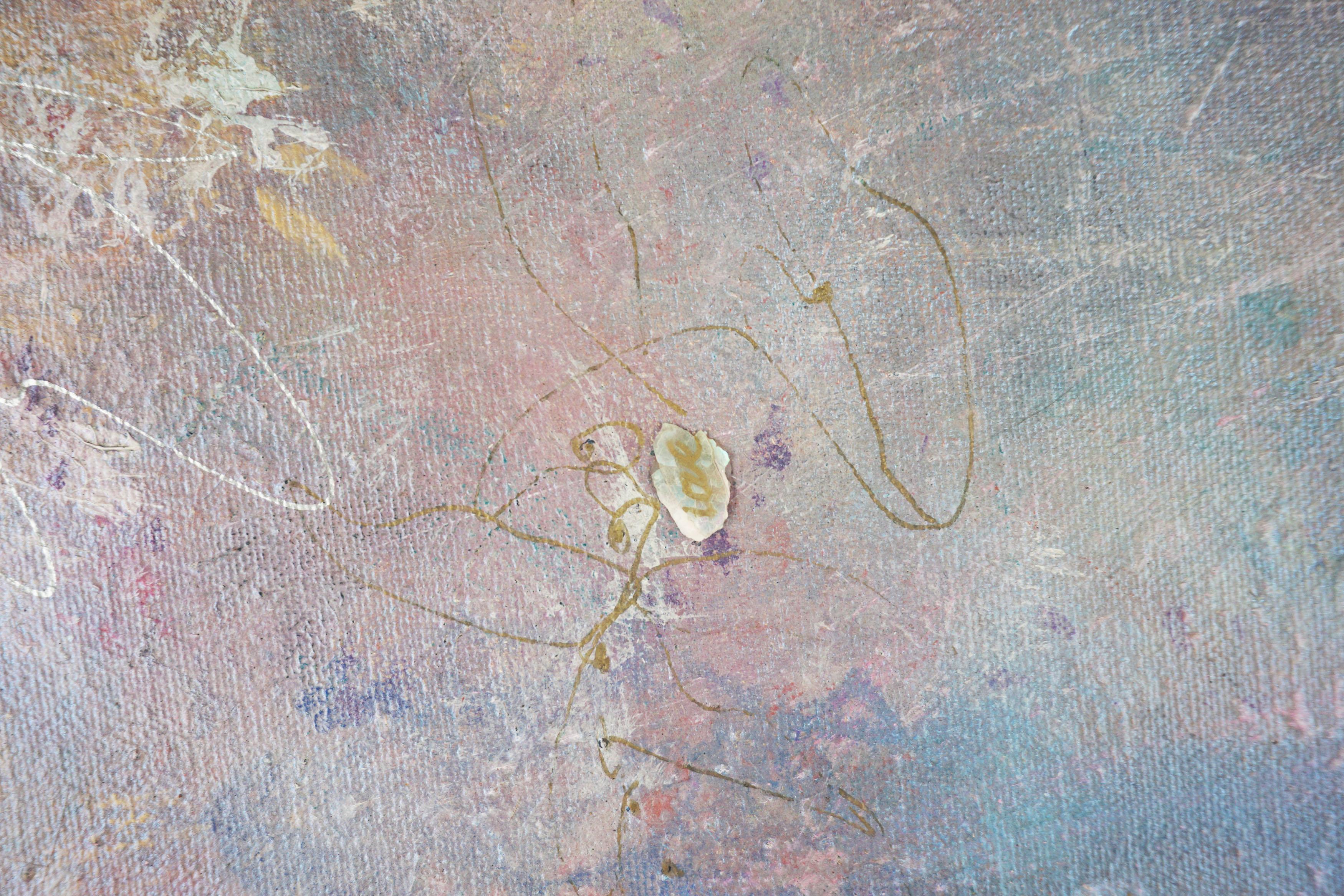 Crystal Blue Persuasion - Original Oil Painting on Canvas with Quartz For Sale 1