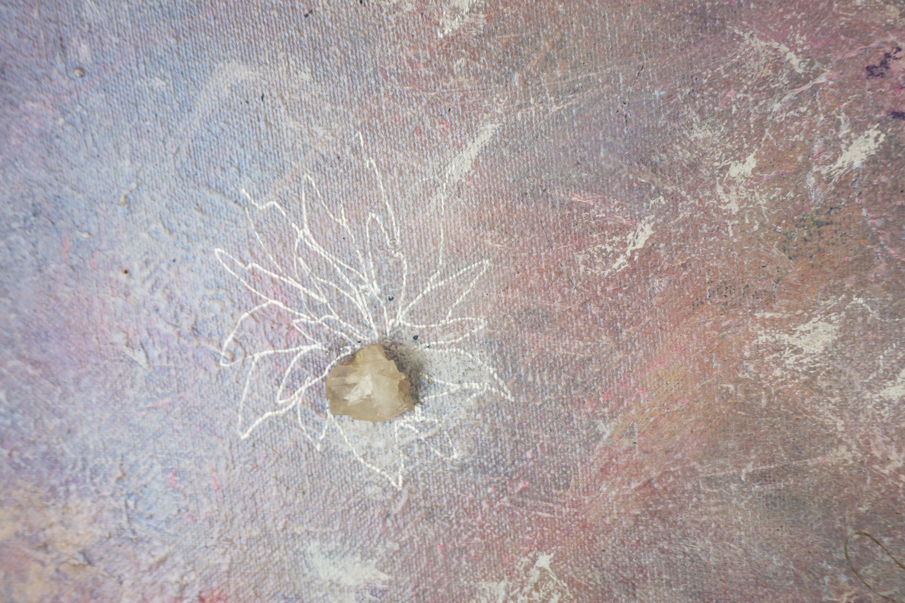 Crystal Blue Persuasion - Original Oil Painting on Canvas with Quartz For Sale 3