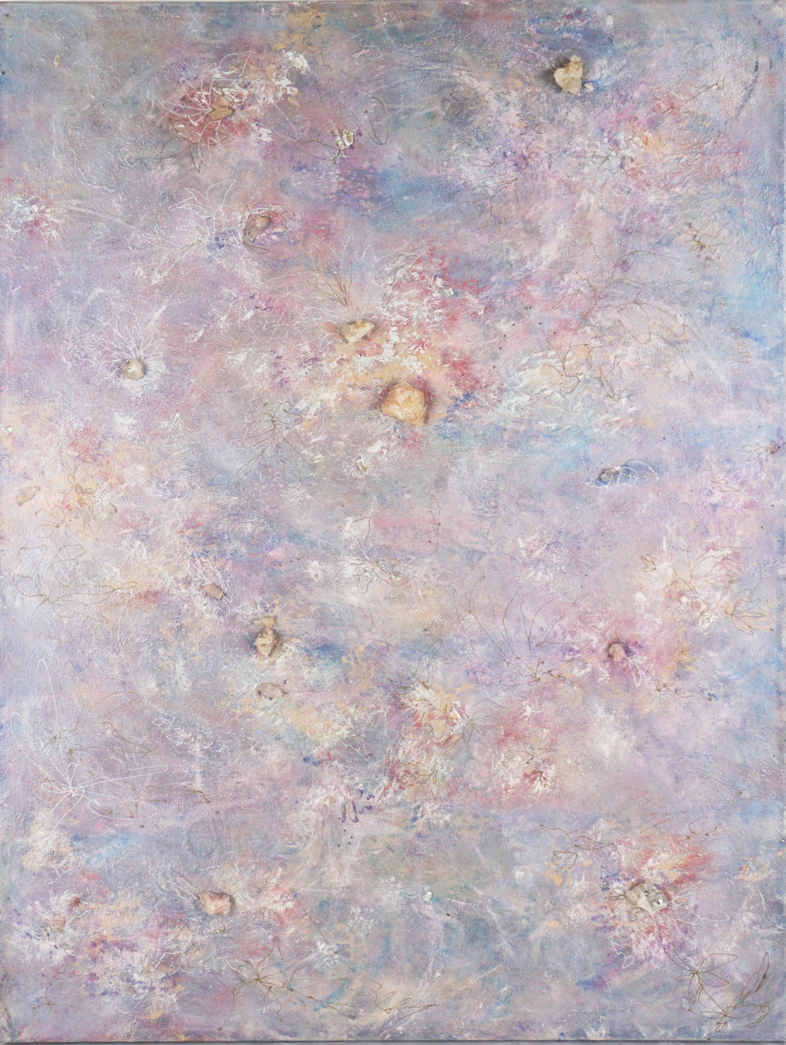 Blaue Kristallkristall-Persuasion – Original-Ölgemälde auf Leinwand mit Quarz