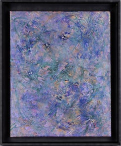 Teal and Purple Metallic Abstract Composition on Canvas