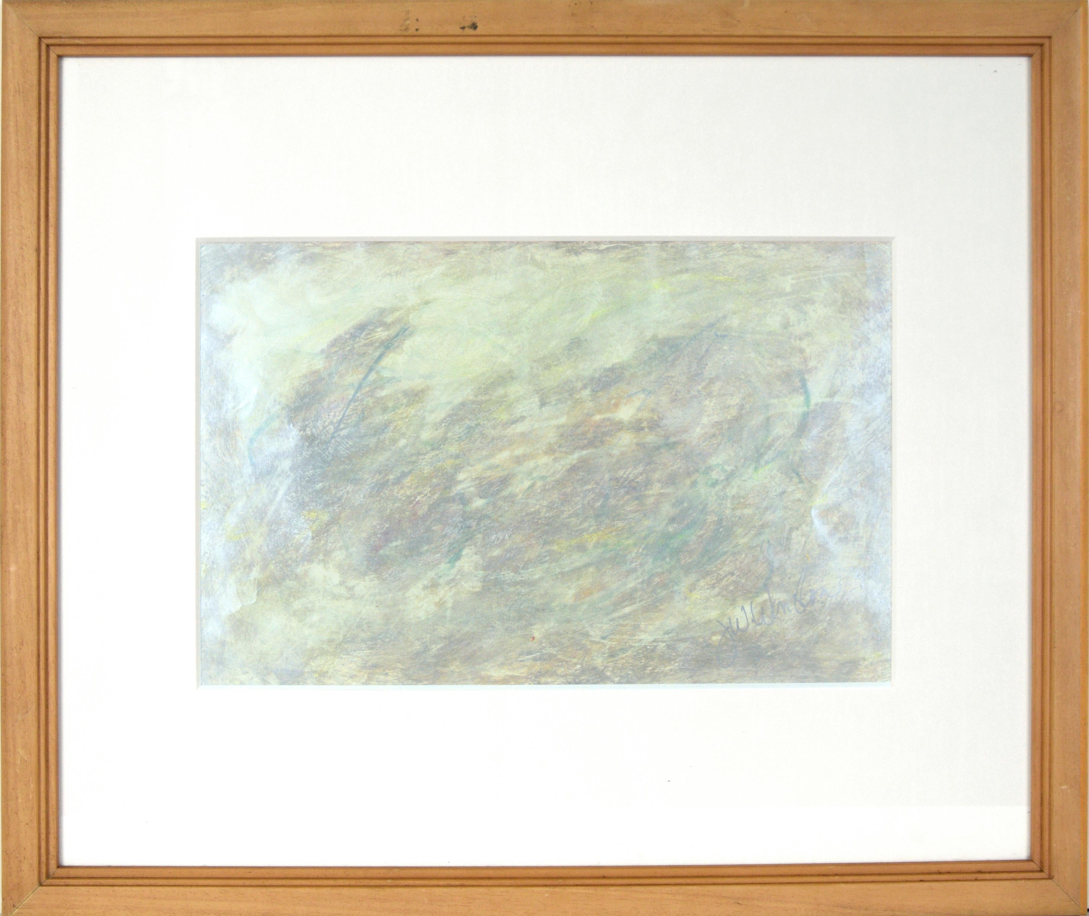 Green, Purple, and Silver - Metallic Abstract Painting on Paper For Sale 1