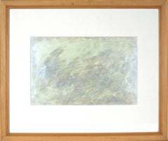 Verde, morado y plata - Pintura abstracta metálica sobre papel