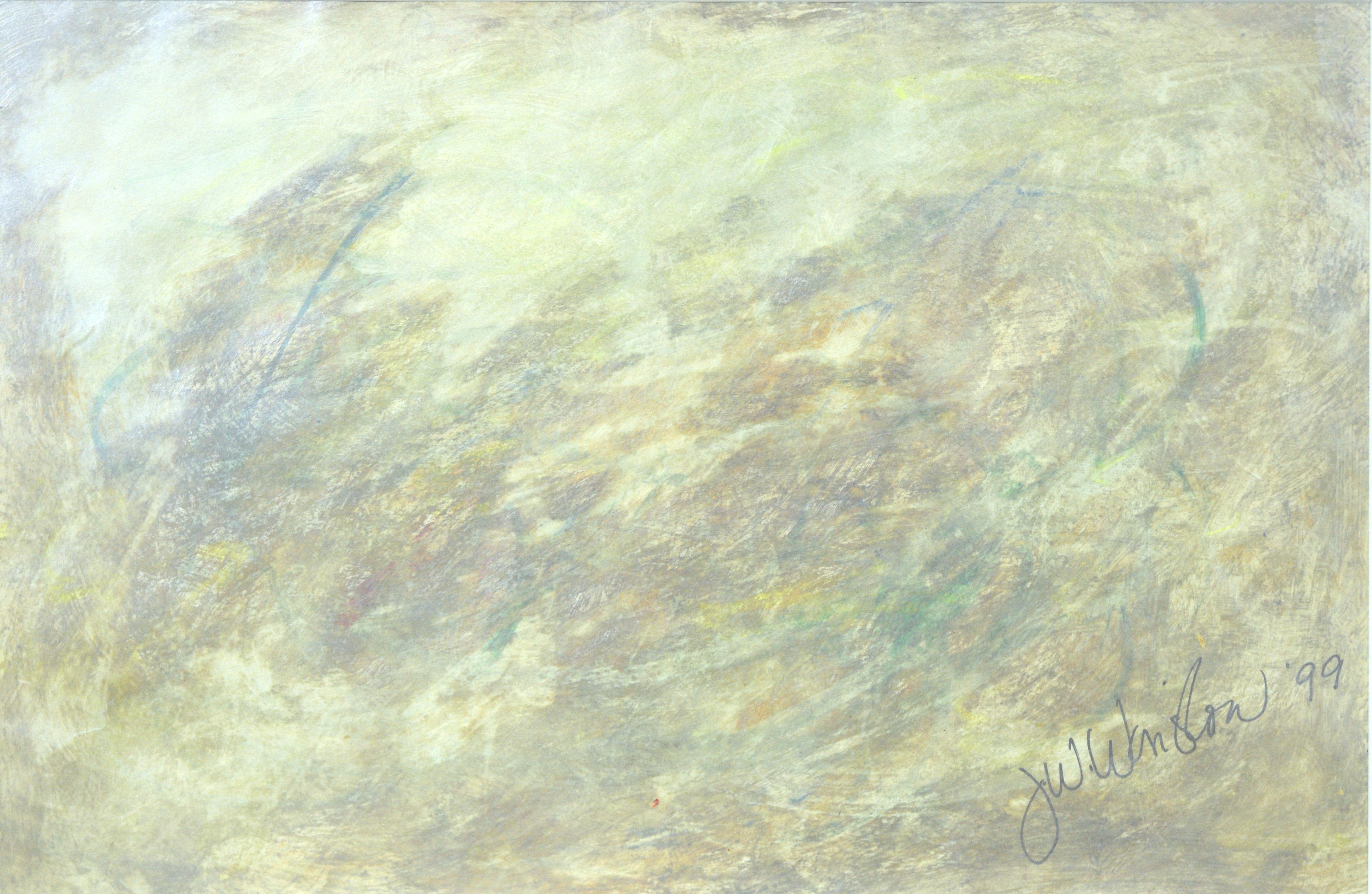 Green, Purple, and Silver - Metallic Abstract Painting on Paper For Sale 2