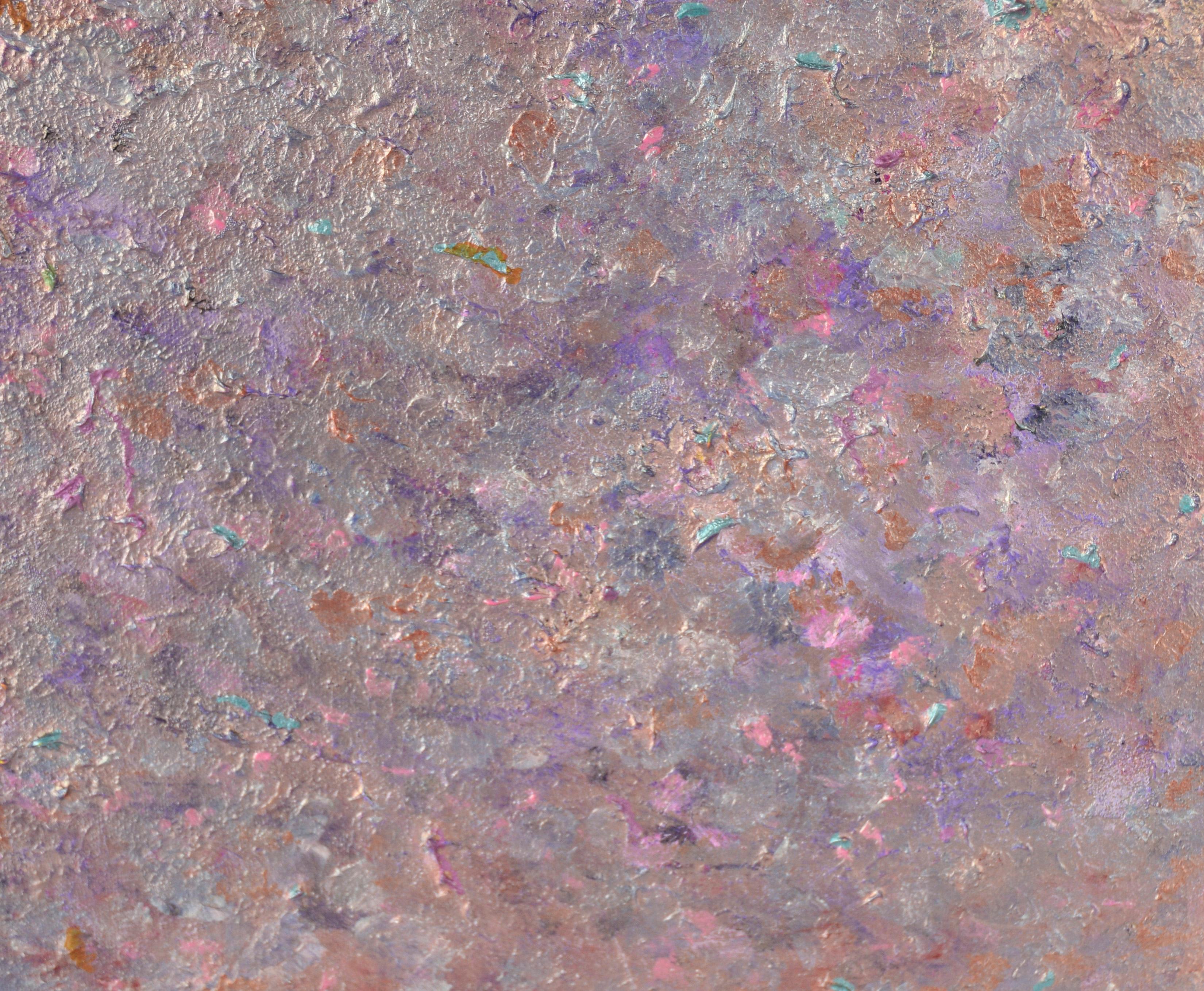 Abstrakte Komposition aus Acryl auf Leinwand mit schillernder Metallic-Lila-Komposition im Angebot 3