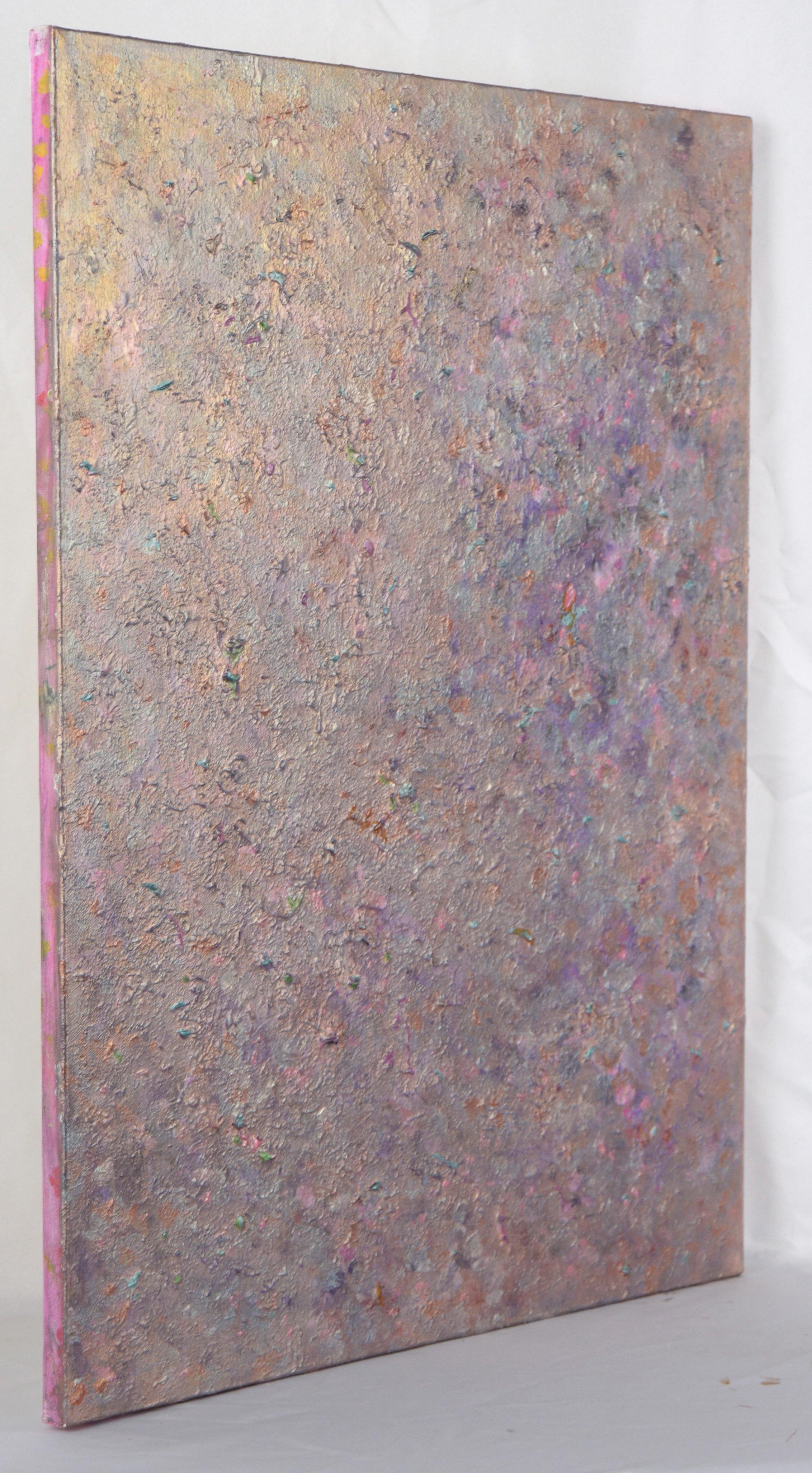 Abstrakte Komposition aus Acryl auf Leinwand mit schillernder Metallic-Lila-Komposition im Angebot 4