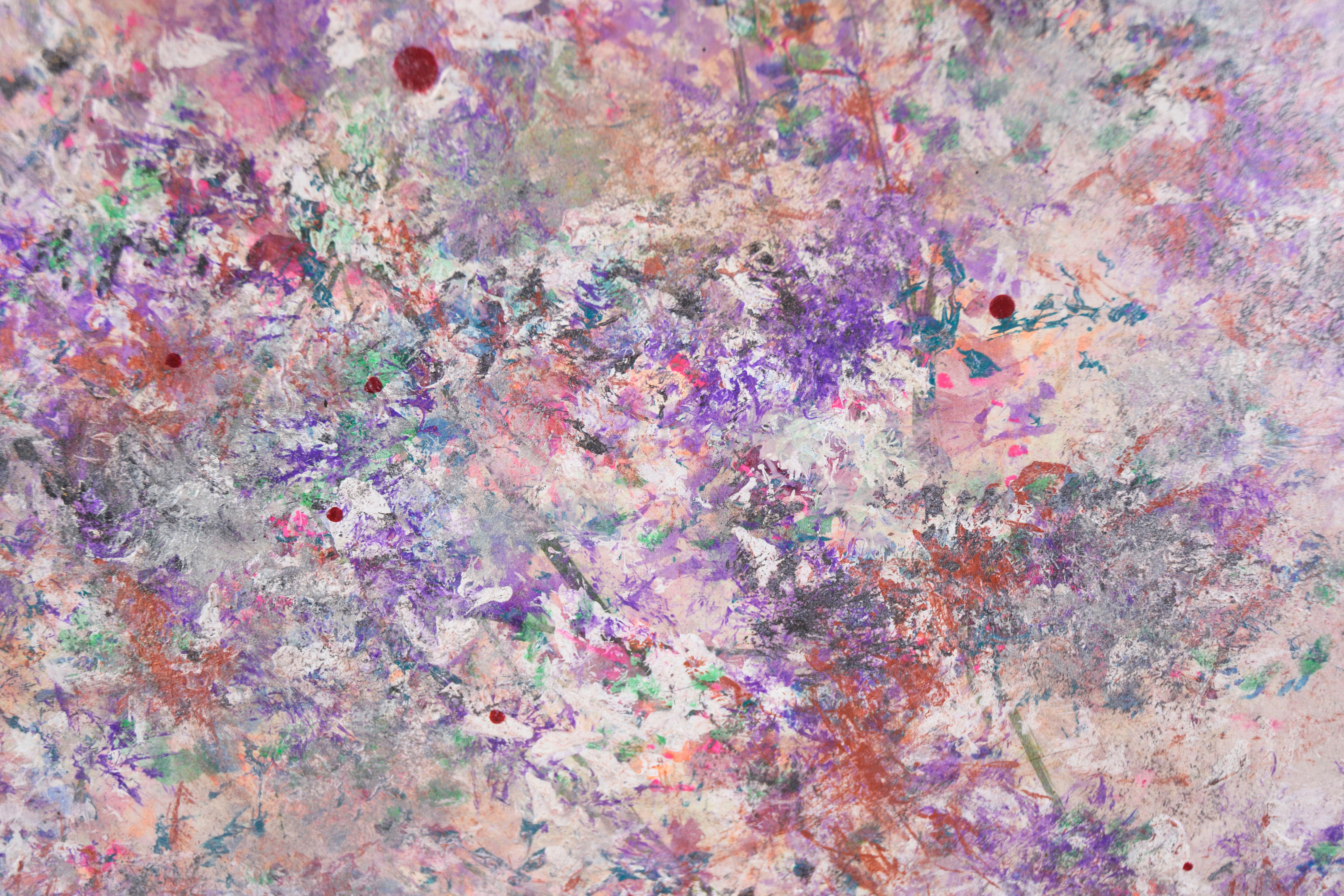 Musa viola - Astratto originale su carta vergata - Abstract Painting Grigio di Judith W. Winslow