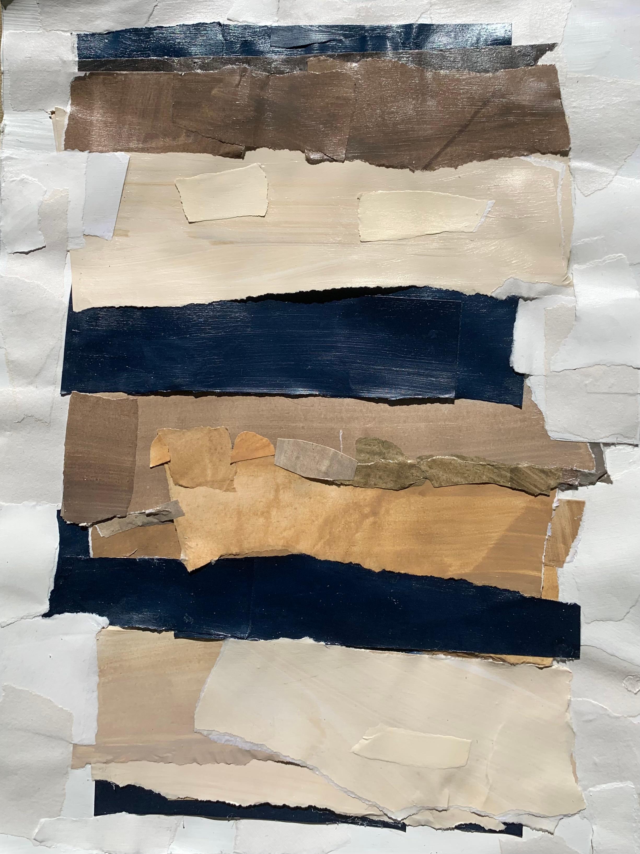 Zeitgenössische lineare abstrakte Collage „Climb and Rest“ von Judith Williams auf Papier