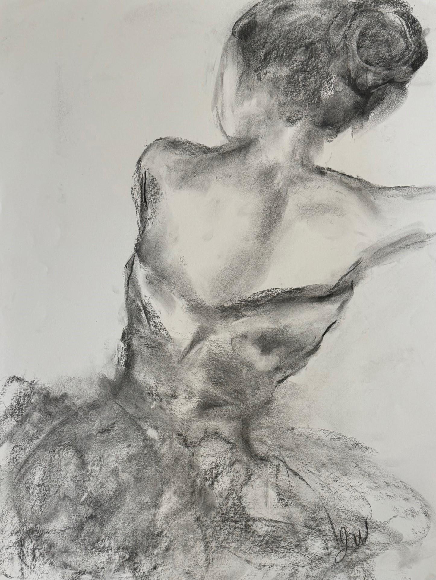 Posing for the Artist di Judith Williams Ballerina in bianco e nero su carta