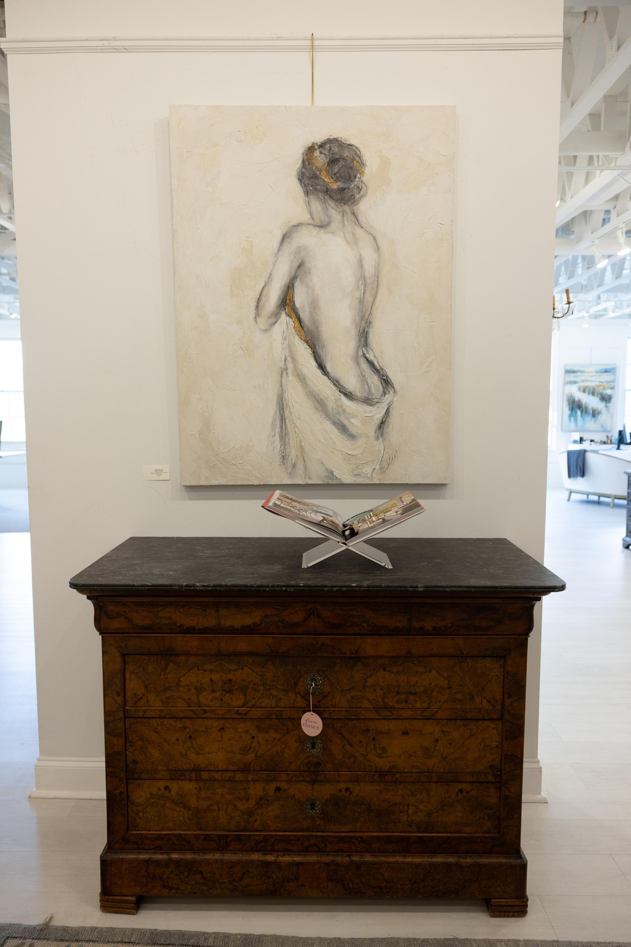 Restful Retreat di Judith Williams figura contemporanea in bianco e nero su tela 1