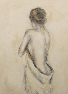 Restful Retreat di Judith Williams figura contemporanea in bianco e nero su tela