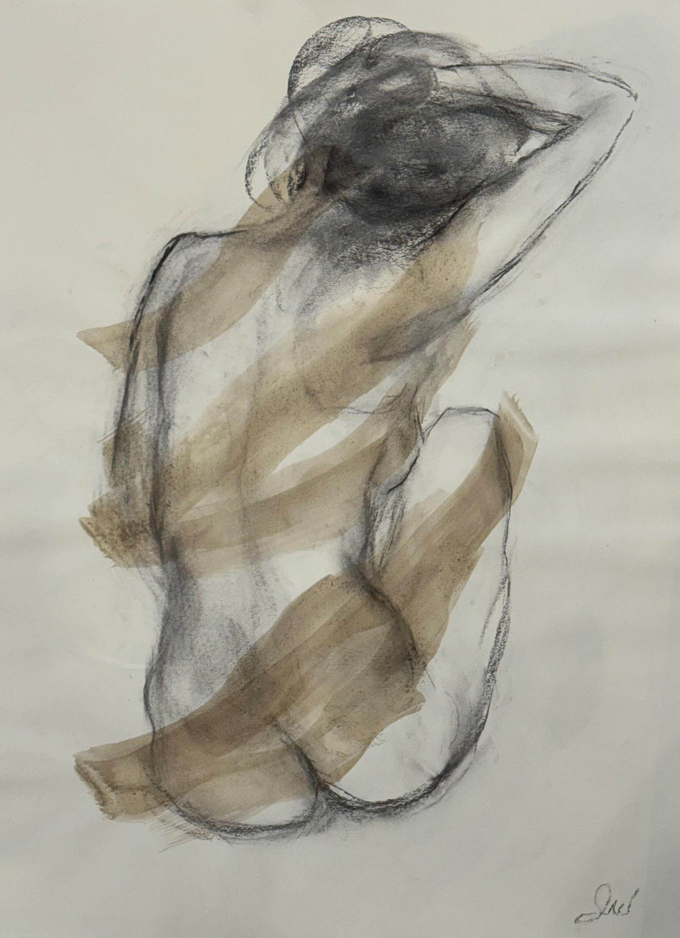 La belleza del movimiento de Judith Williams desnudo en blanco y negro sobre papel