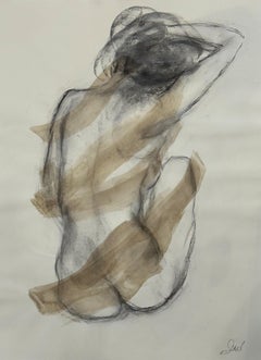 La belleza del movimiento de Judith Williams desnudo en blanco y negro sobre papel