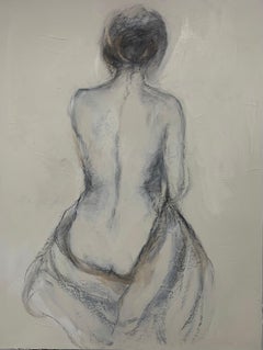 Whispering Lines by Judith Williams black and white figure on canvas