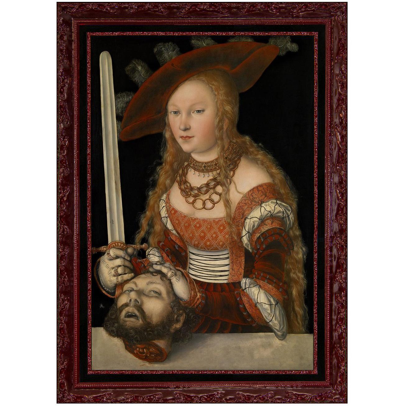 Judith with the Head of Holofernes, after Renaissance Oil Painting by Cranach For Sale