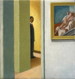 Barely There (Pintura Figurativa de Guardia en Galería de Arte con Desnudo Reclinado)
