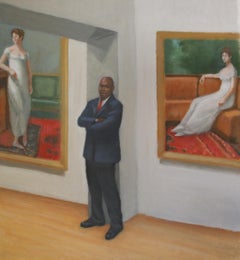 Empire and Cotton: Figurative Painting of a Museum Guard with Portrait Paintings