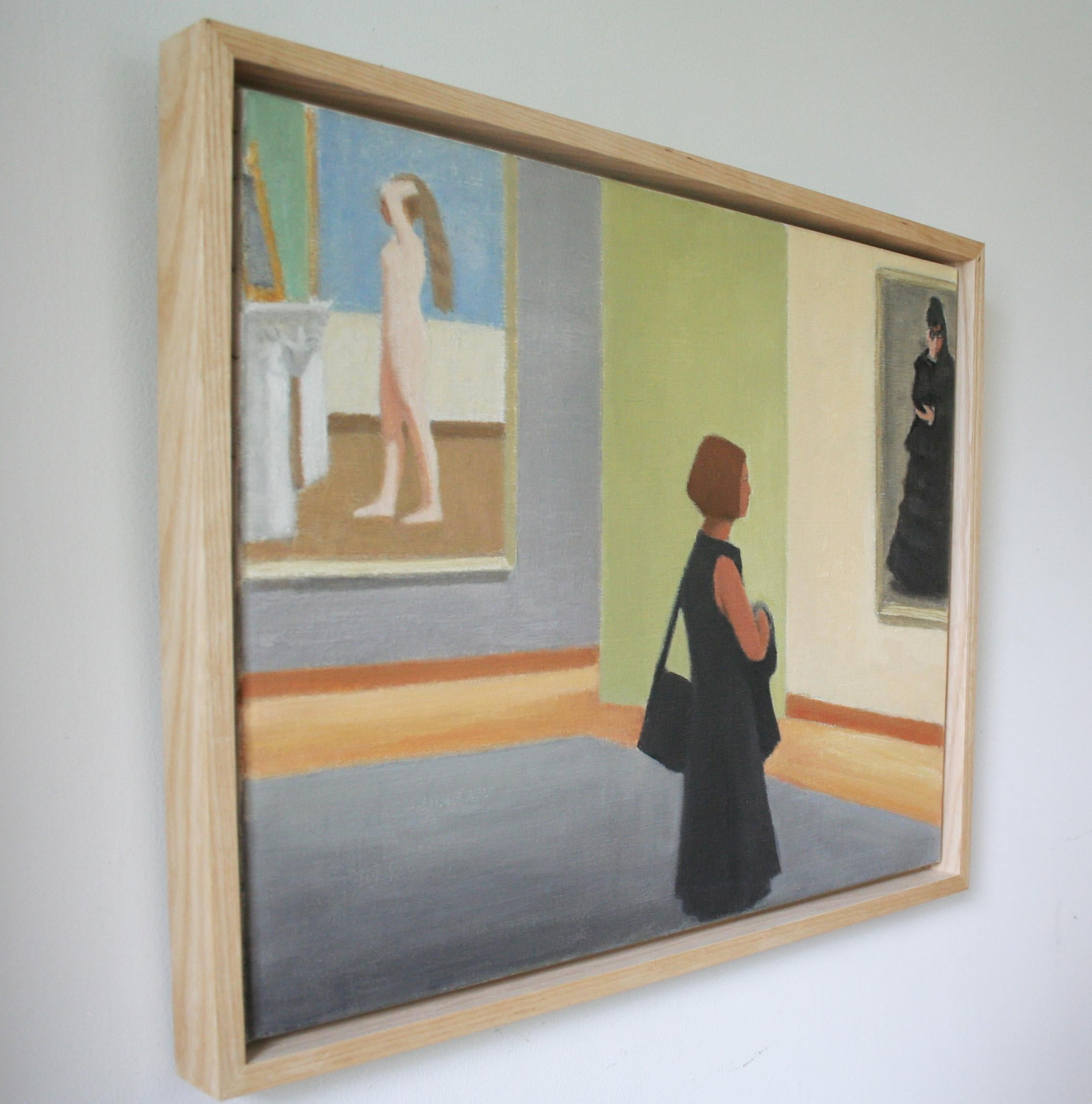 Quadro figurativo di una signora che osserva i dipinti al Metropolitan Museum of Art
