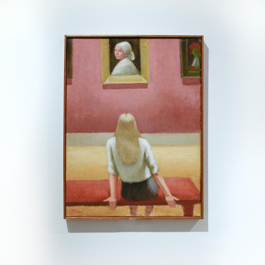 blonde woman painting