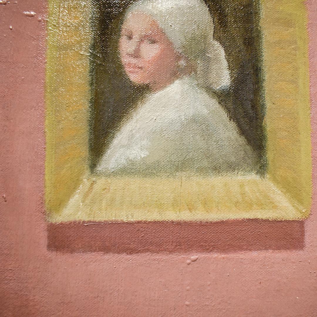 painting of woman looking back