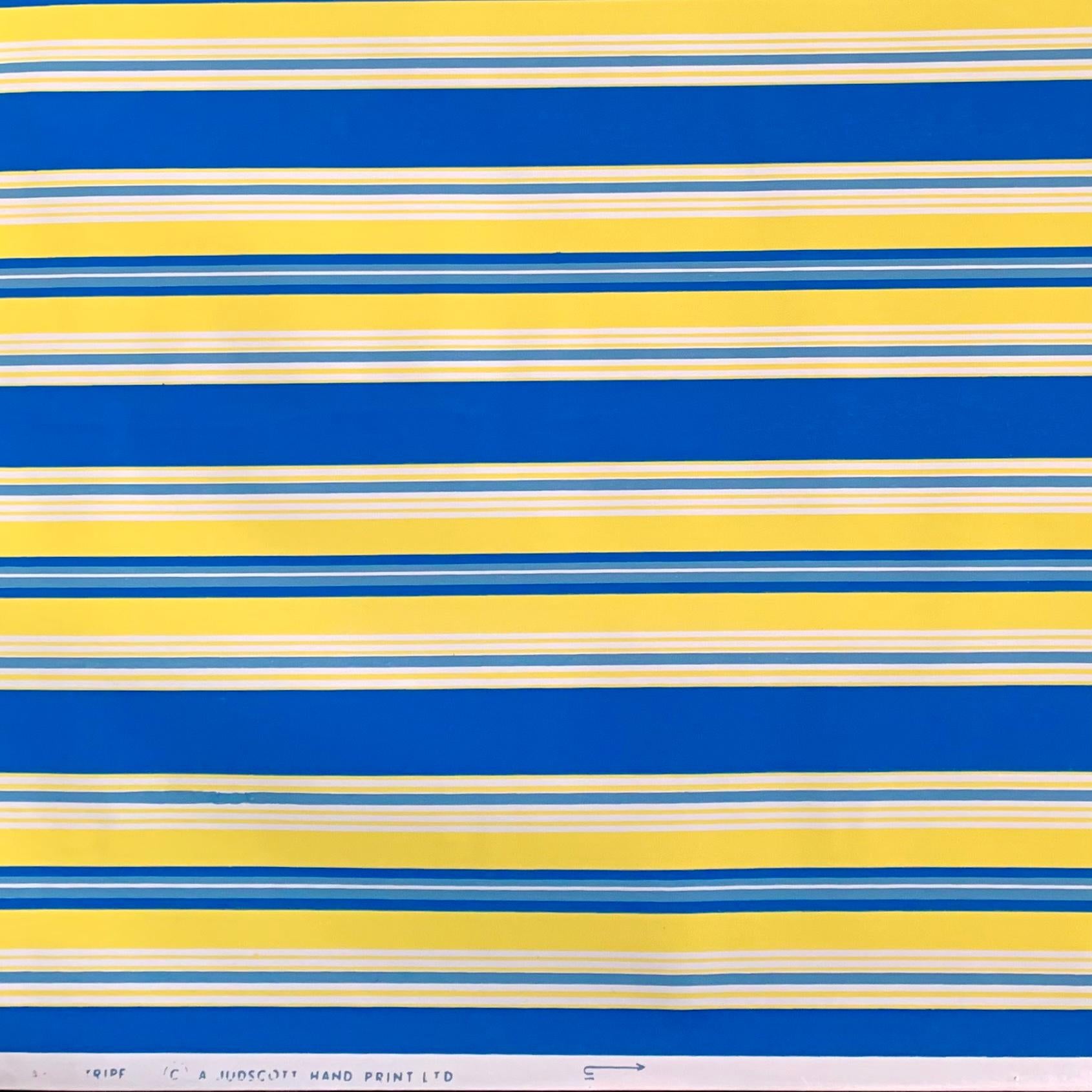 yellow and blue striped wallpaper