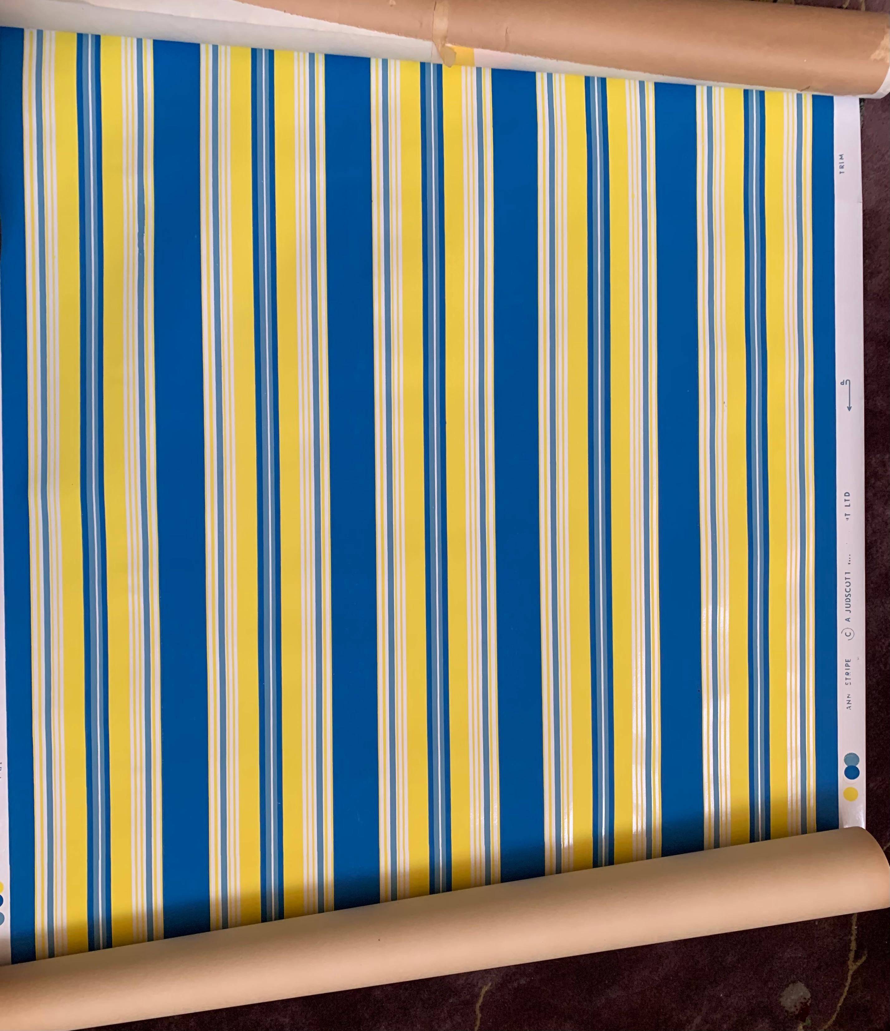 blue and white striped wallpaper