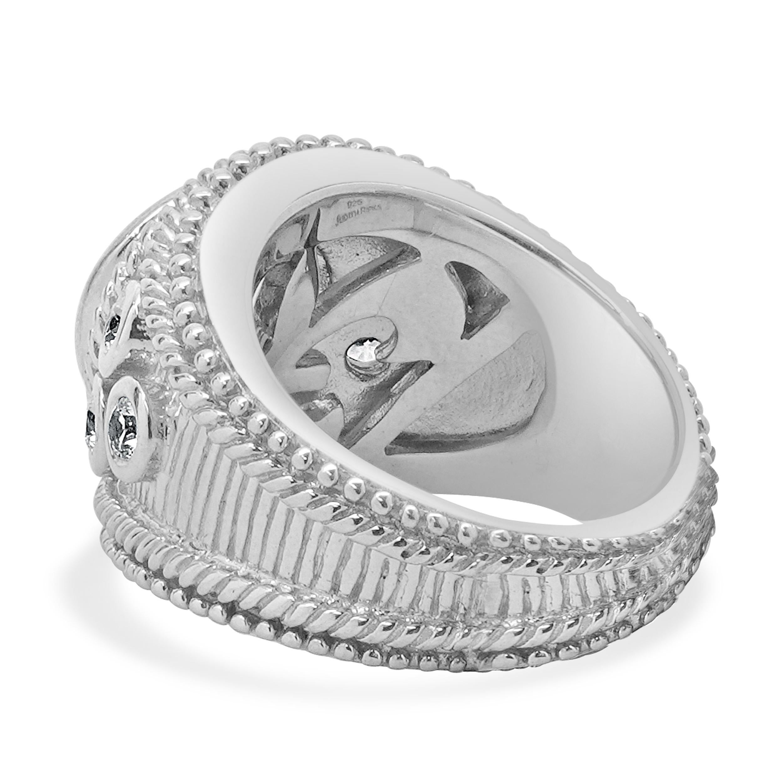 Anello Judtih Ripka in argento sterling con topazio blu e CZ In condizioni ottime in vendita a Scottsdale, AZ