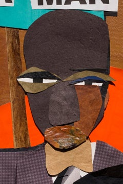 "I Am a Man", Acrylic, Paper on Canvas, Collage, Colors, African-American Theme