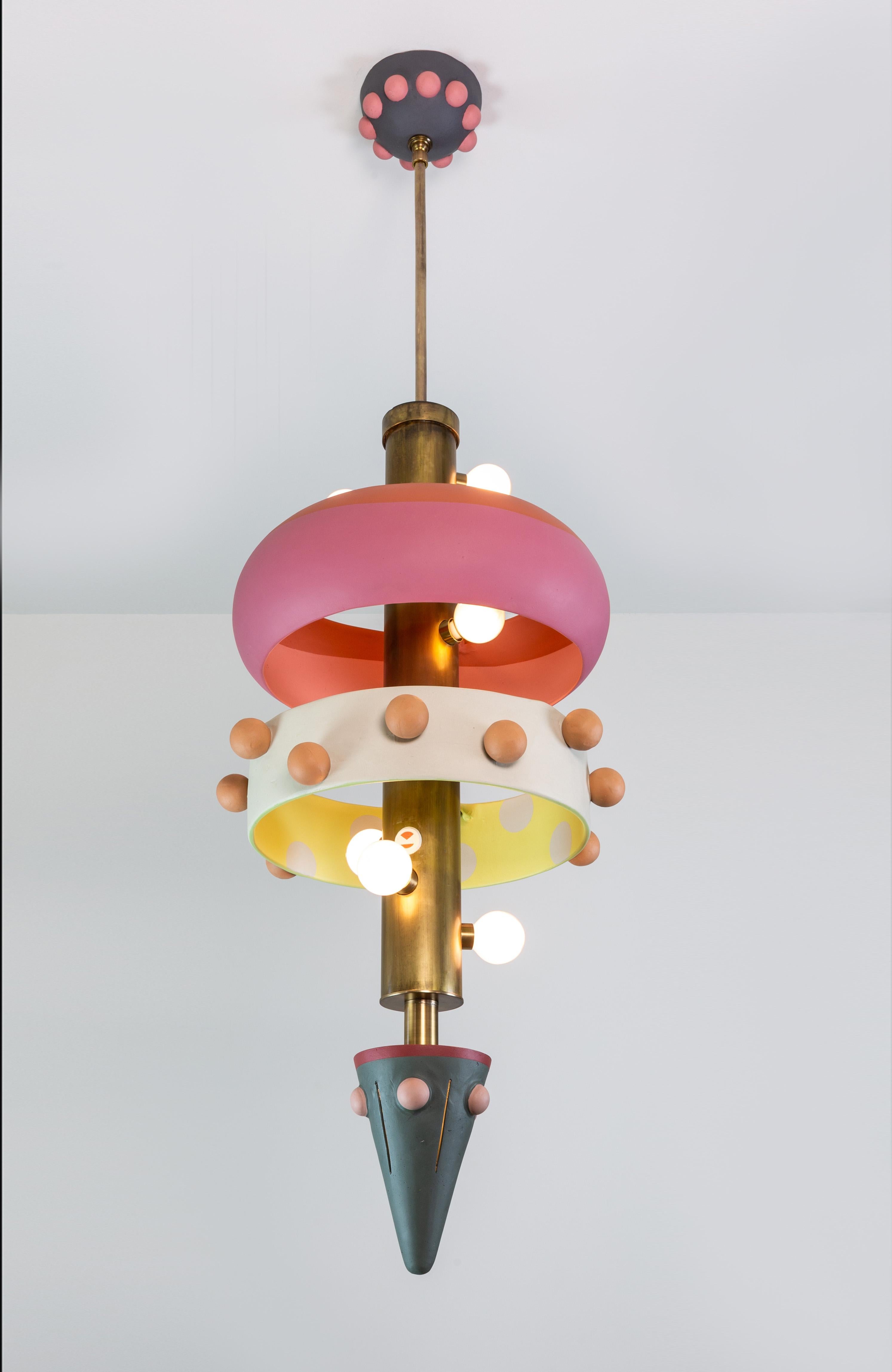 American Judy, Brass, Hand-Sculpted, Contemporary Chandelier, Kalin Asenov For Sale