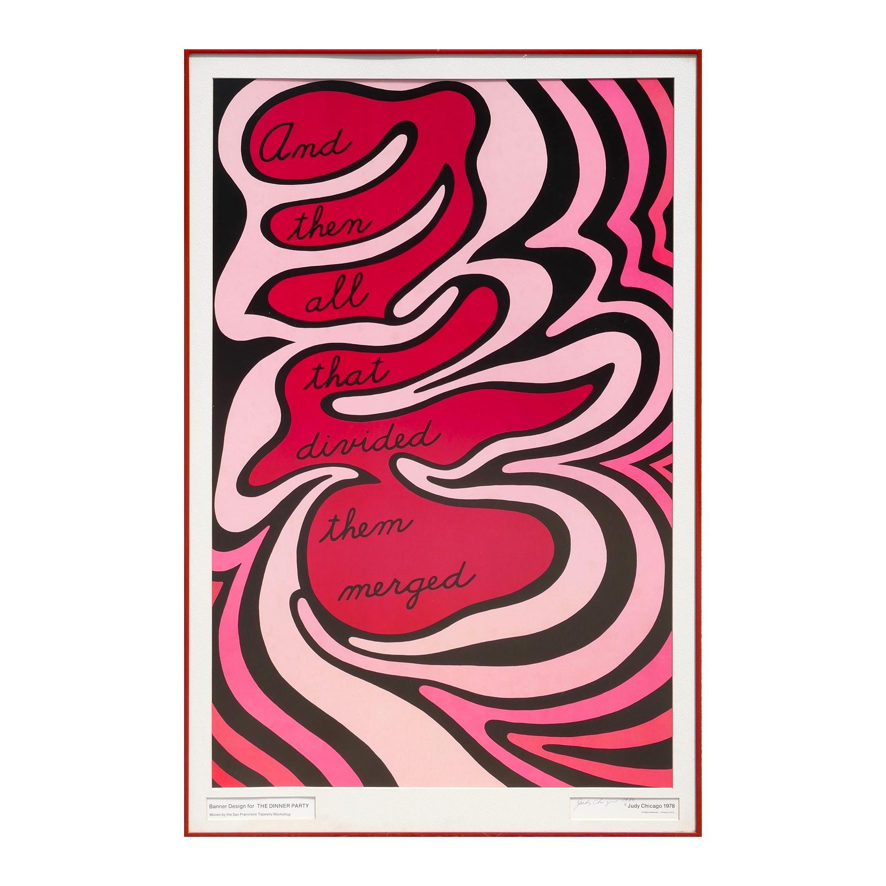 “And then all that divided them merged” Banner Design for THE DINNER PARTY - Print by Judy Chicago