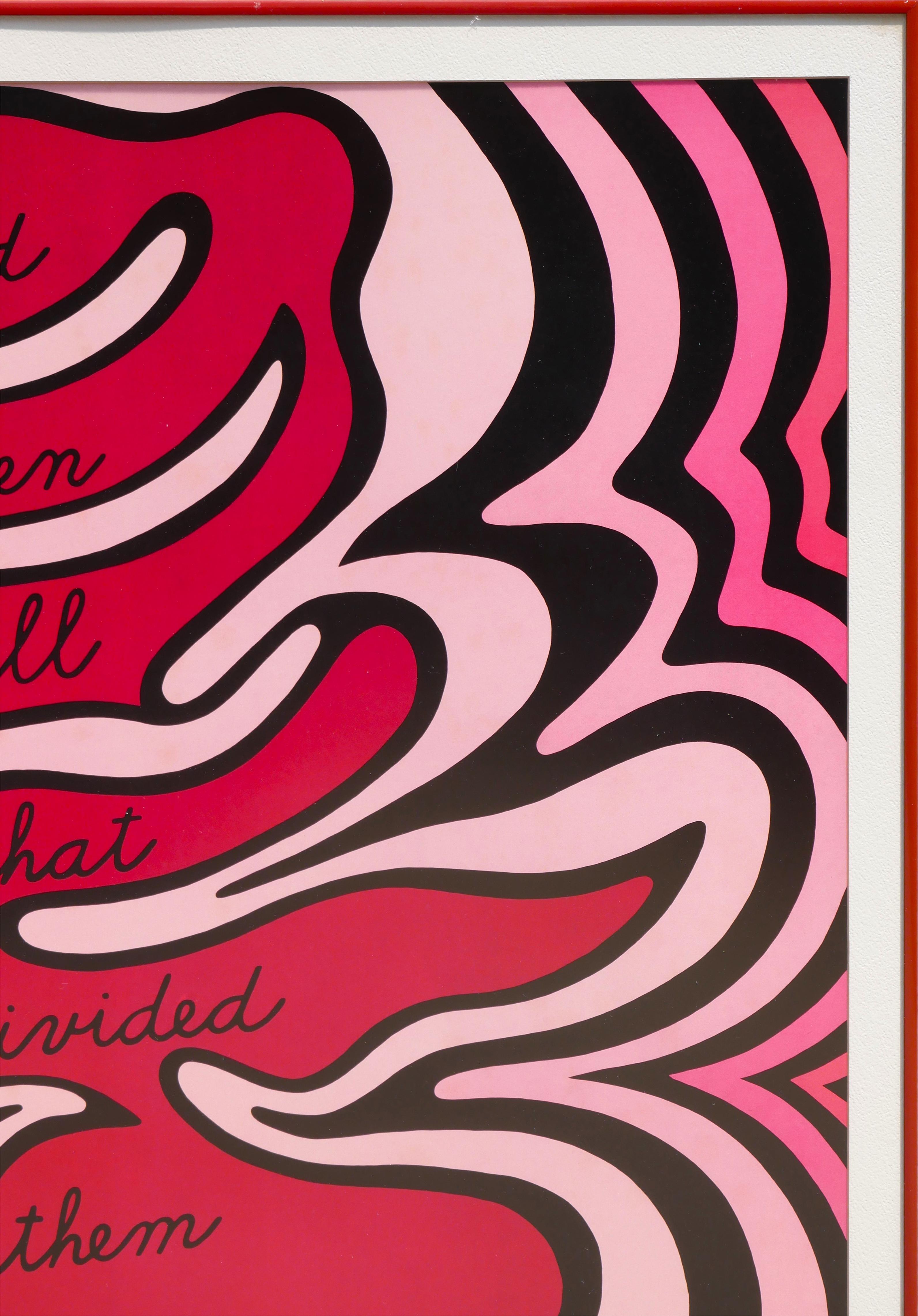 “And then all that divided them merged” Banner Design for THE DINNER PARTY - Pink Abstract Print by Judy Chicago