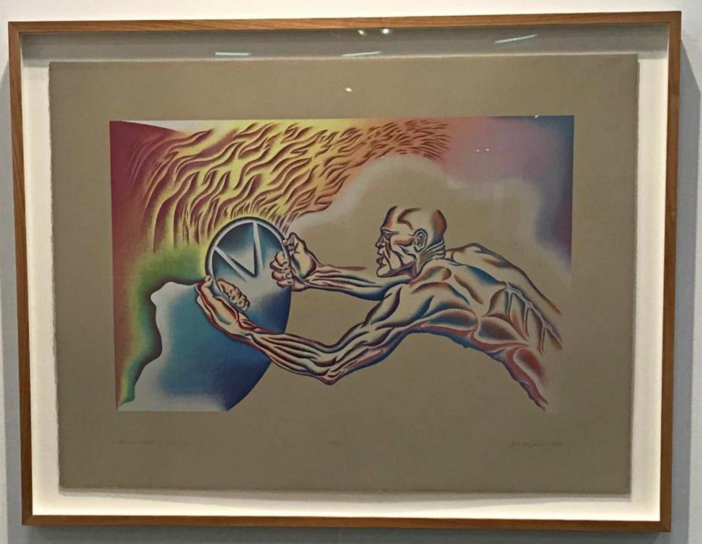 Driving the World to Destruction (iconic silkscreen, signed, #35/50) Wood Frame - Print by Judy Chicago