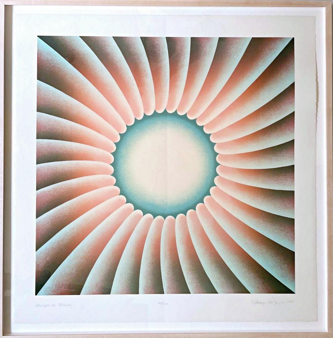 Judy Chicago
Durch die Blume, 1991
Siebdruck auf naturweißem Stonehenge-Papier mit gezackten Rändern
Herausgeber: Unified Arts, Albuquerque, New Mexico
Signiert, betitelt und nummeriert 24/100 auf der Vorderseite; mit Blindstempel des