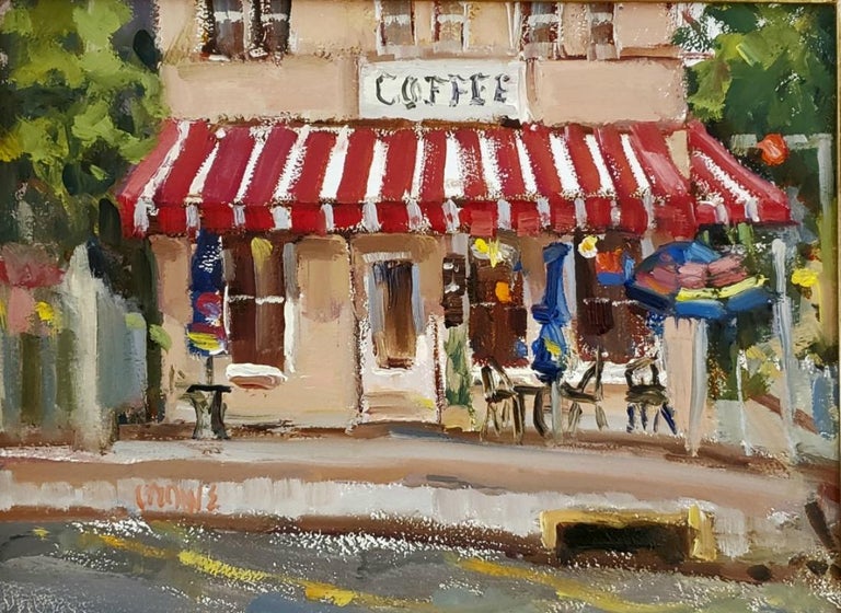 Judy Crowe Coffee Anyone Oil Painting Tx Hill Country Impressionism Sw Art Magazine For Sale At 1stdibs